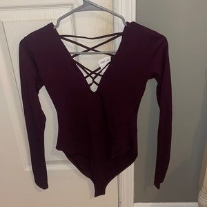 cut out maroon bodysuit